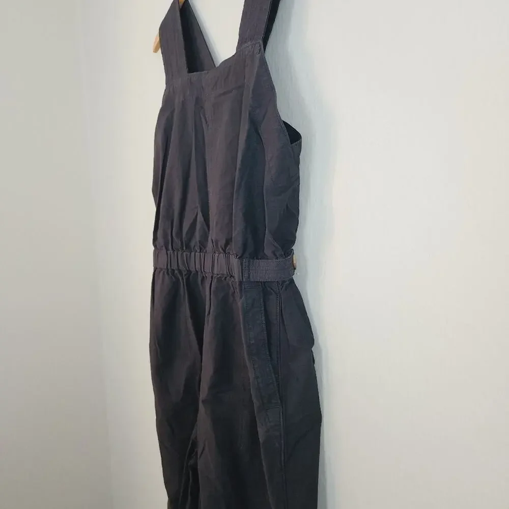 Everlane Fatigue Apron Wide Leg Jumpsuit Black Cotton Linen 10 NEW Pockets